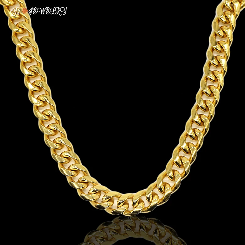AMUMIU Miami Снаряженная кубинская цепочка на шею для мужчин золото хип хоп ожерелье