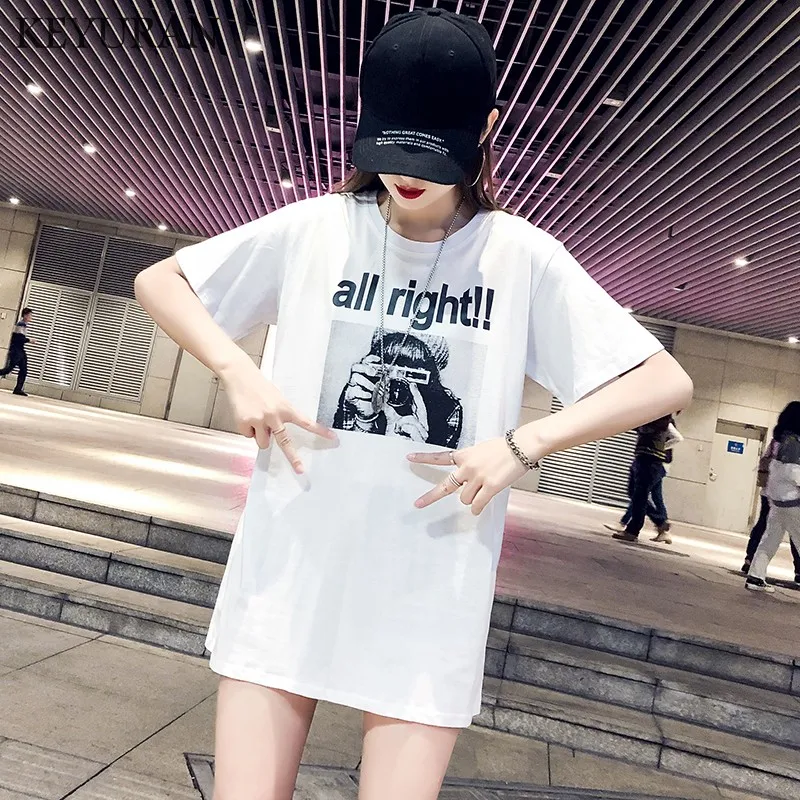 Boyfriend Harajuku негабаритная футболка хлопковая Футболка с принтом и коротким рукавом