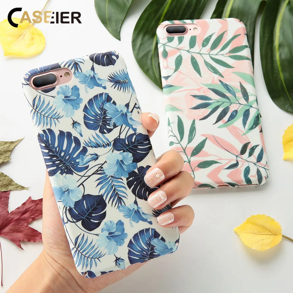 CASEIER художественный чехол с листьями для iPhone 7 6 6S 8 Plus X XR XS Max Жесткий Чехол 6s чехлы