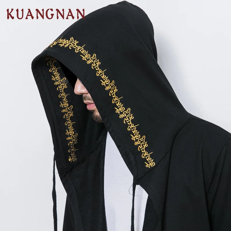 KUANGNAN кимоно с вышивкой в китайском стиле мужские рубашки длинным рукавом уличная