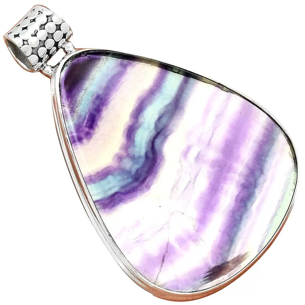 

Nature Multi Flourite Pendant 925 Sterling Silver Jewelry, 52 mm, MHBAP5221