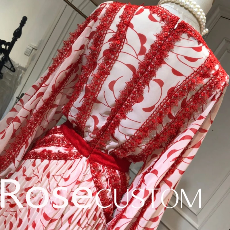 Red RoosaRosee Подиум женское летнее Красное Кружевное сексуальное платье с цветочным принтом и v-образным вырезом, длинное платье макси для праздников и вечеринок vestidos Femme