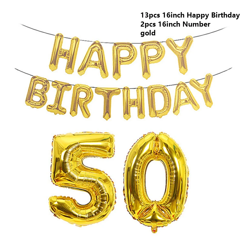 New 16inch Rose Gold Number Letter Foil Balloons Birthday Party Ballons 18/30/40/50/60th Adult Decoration Balloon | Дом и сад