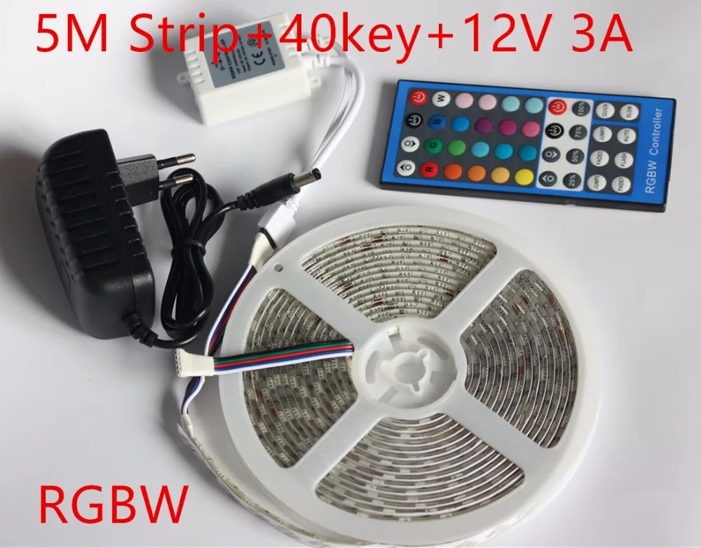 

5050 LED Strip 5M 300Led SMD RGB RGBW RGBWW Warm white DC12V RGB Flexible light + IR Remoter + 12V 3A Power supply Lighting
