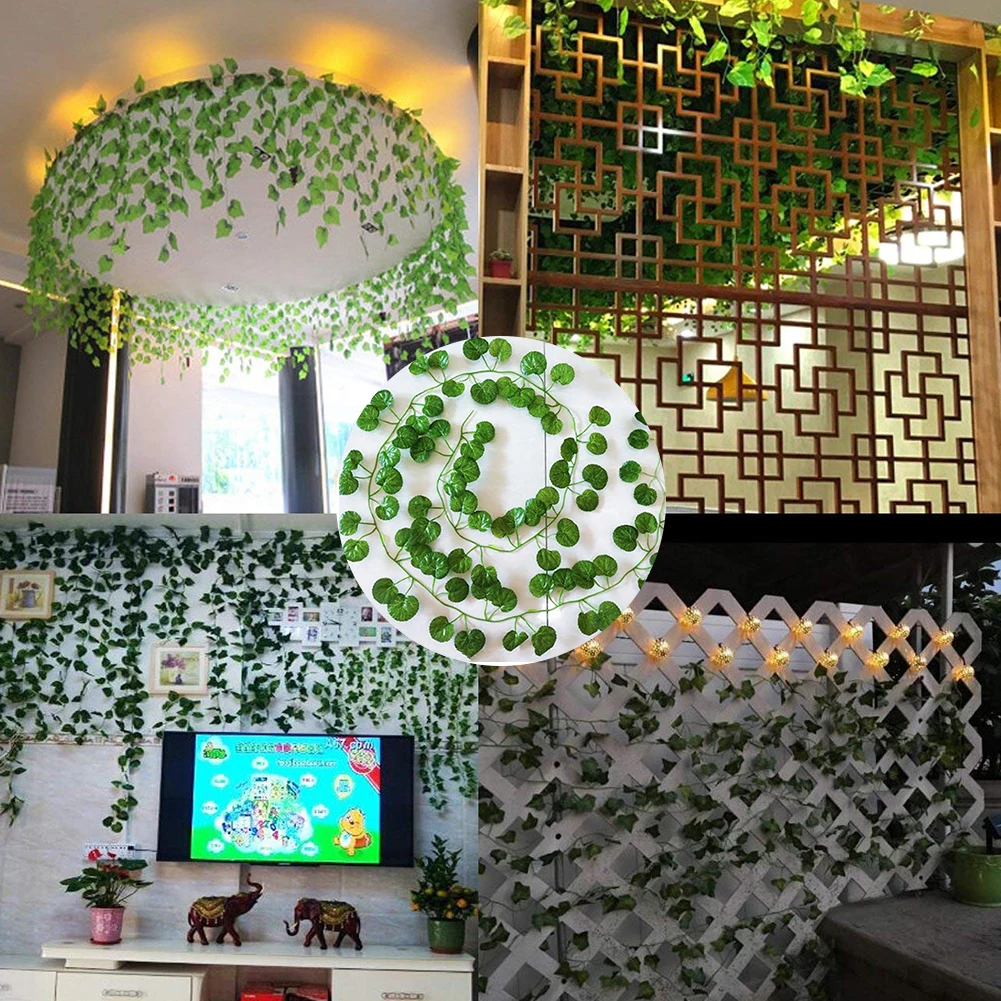 Artificial Fake Begonia Leaves Vines Hanging Plant Large Garland For Decor Indoor Outdoors - 12Pcs/Set As Shown | Дом и сад