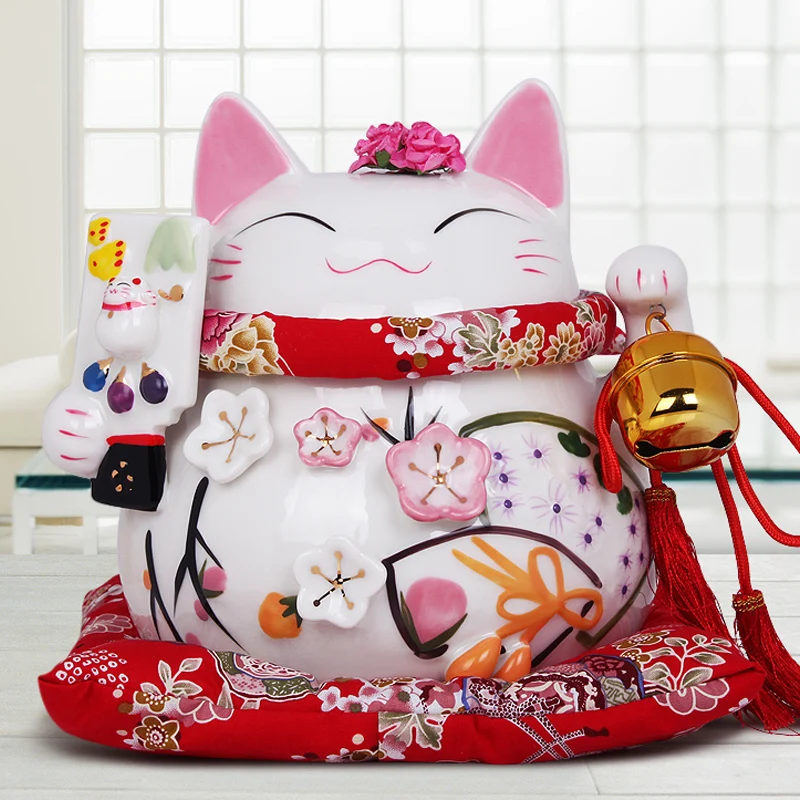 Kyrgyzstan good Lucky Cat genuine gold ceramic ornaments large Japanese piggy bank Fortune 2069 | Дом и сад