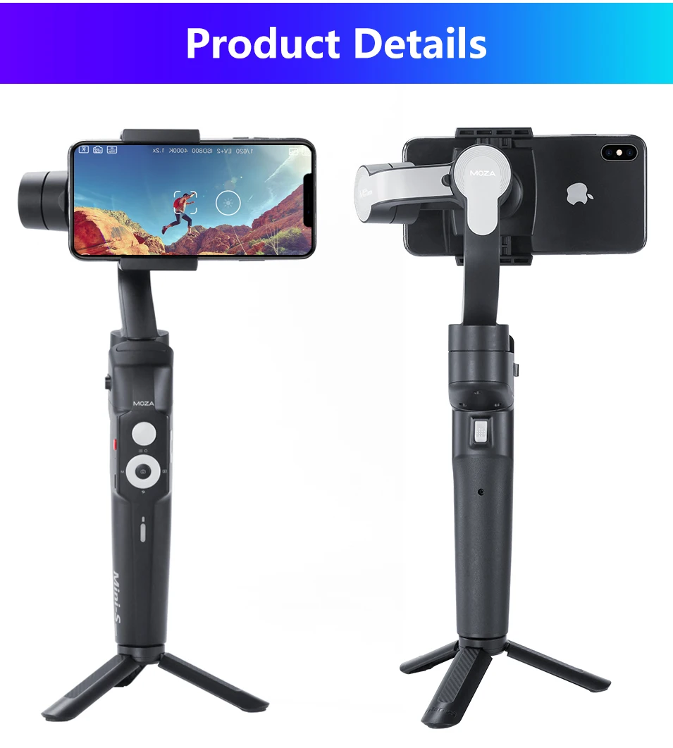 Складной трехосевой стабилизатор Moza Mini-S шарнирный для телефона iPhone X Huawei P30 Samsung