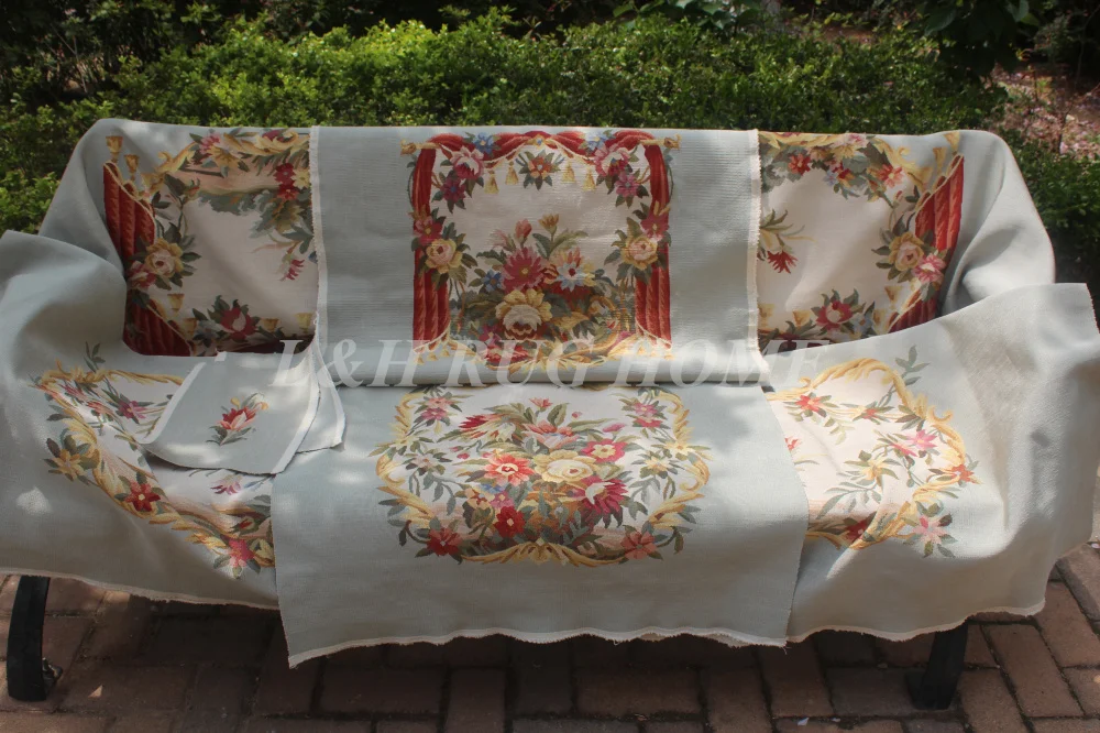 Бесплатная доставка Французский Aubusson ручной тканый диван и чехол для стула набор