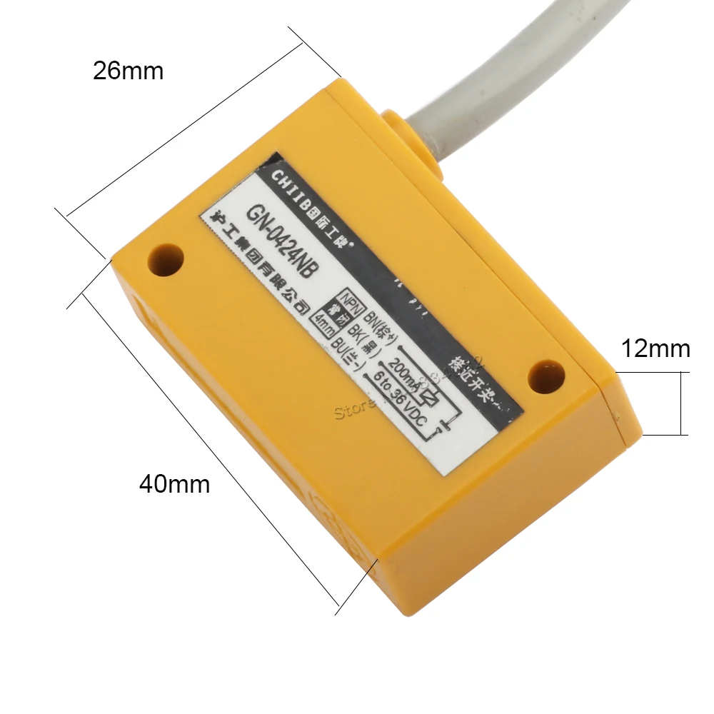40*26*12 DC 24V 3 провода Индуктивный подход Датчик приближения Переключатель 4 мм NPN PNP