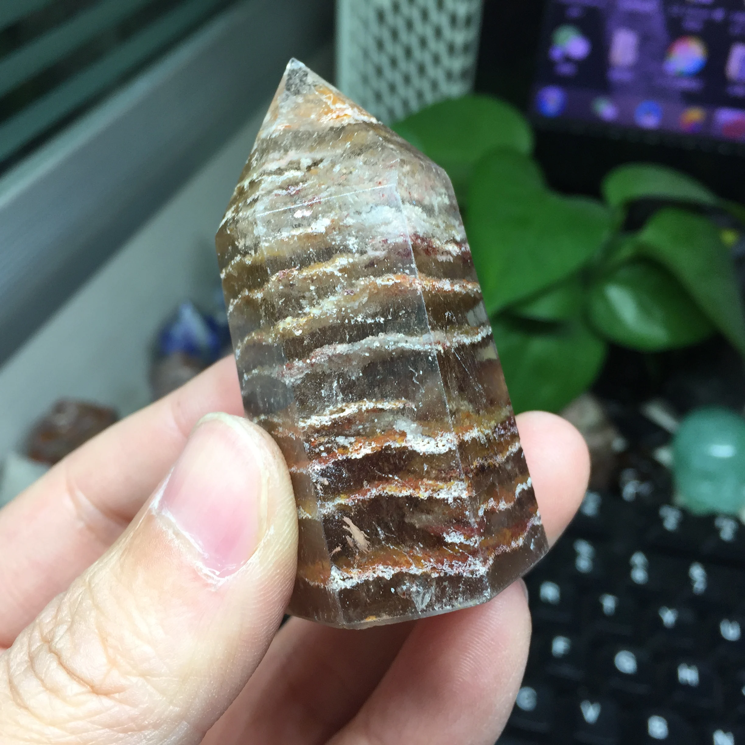 76 г натуральный заживляющий Кристальный зеленый Phantom Quartz Wand Украшение камень #