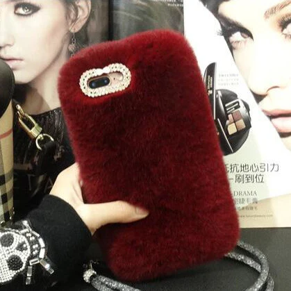 Top Real Rex Rabbit Full Fur Bling Plush Furry Case for Samsung Galaxy S10e S10 S8 S9 Plus S7 Edge Note 10 9 8 Funda |