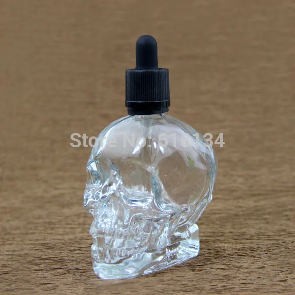 

Free shipping 120ml 50pcs transparent glass skull dropper bottle by air mail