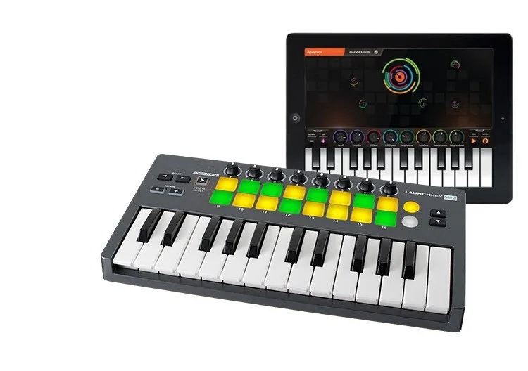 Novation Launchkey Mini MK2 MKII портативный 25-ключ USB Ableton Live Lite MIDI контроллер клавиатуры чувствительной барабанные тормозные колодки для ди-Джея свет для сцены парти