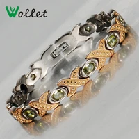 wollet jewelry titanium bracelet for women gold color filled hematite germaniums high quality big crystal