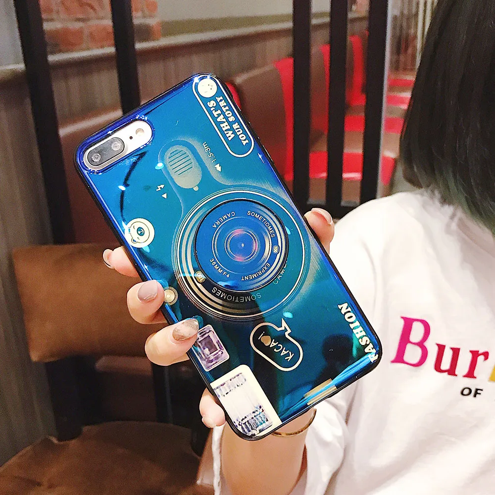 Blu-Ray камера Kickstand чехол для телефона iPhone 6S 6 7 8 X XS Max Plus силиконовый милый держатель