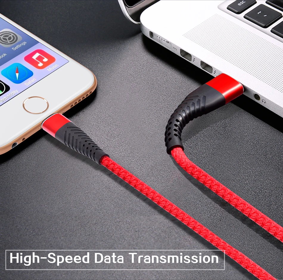 NOHON 3 м 2 м 1 м 8 pin USB кабель высокой прочности для iPhone 8X7 6 6S Plus iOS 11 10 9 USB Кабель зарядного устройства нейлоновые кабели для мобильных телефонов