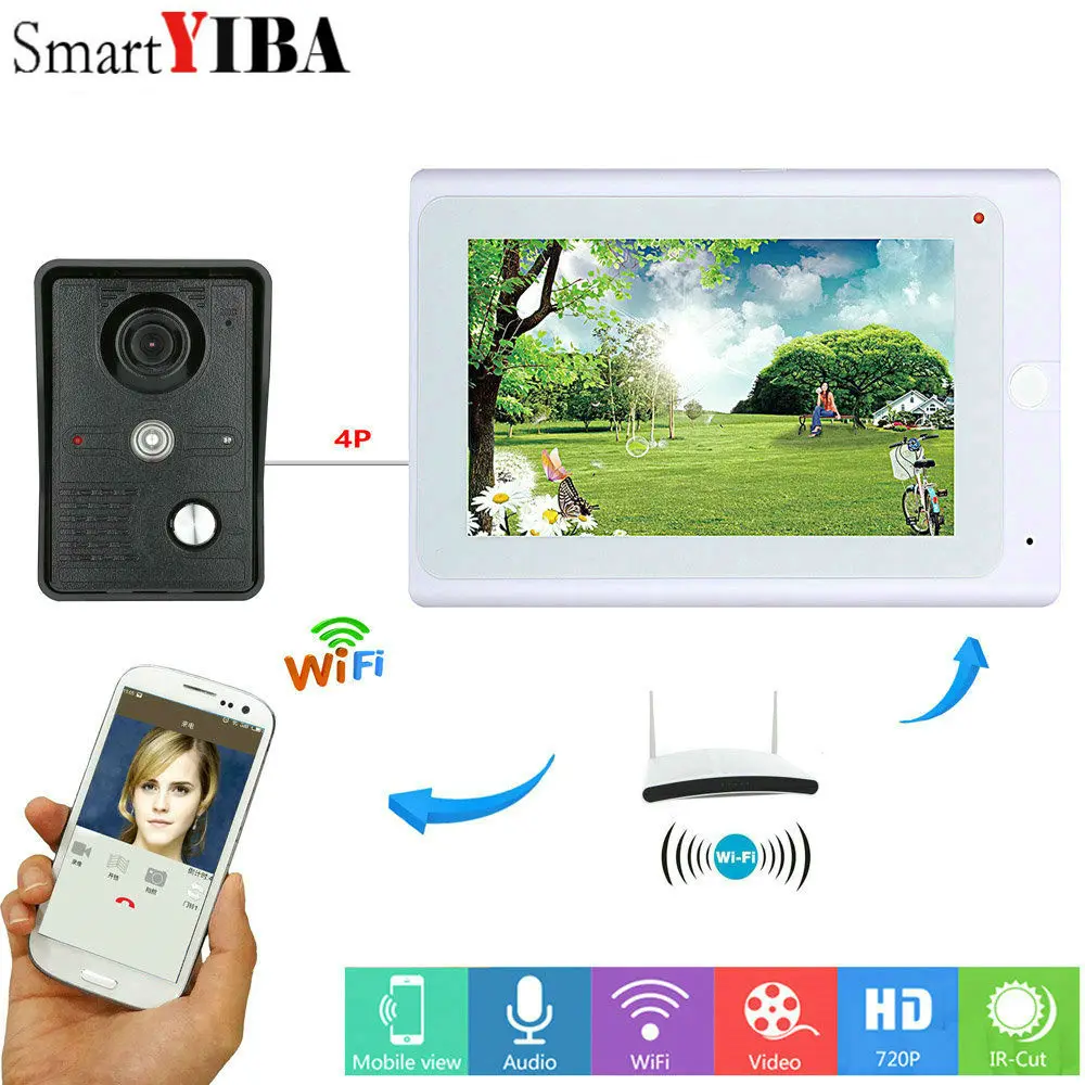 Видеодомофон SmartYIBA 7 дюймовый монитор Wi Fi беспроводной дверной звонок камера