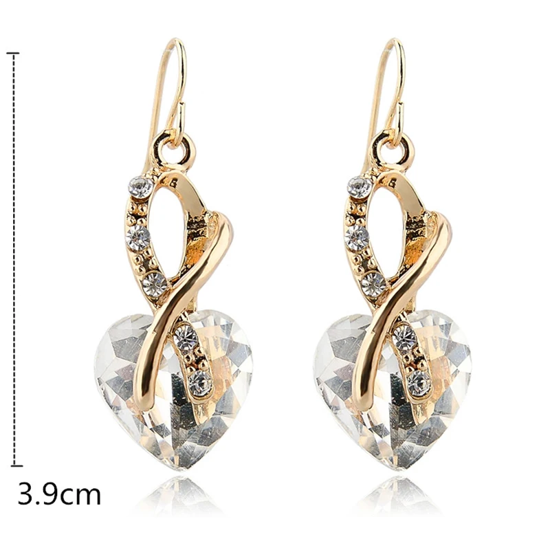 CHICVIE Gold Color Green Earrings With Stones for Women AAA Cubic Zirconia Crystal Heart Fashion Jewelry Pendientes | Украшения и