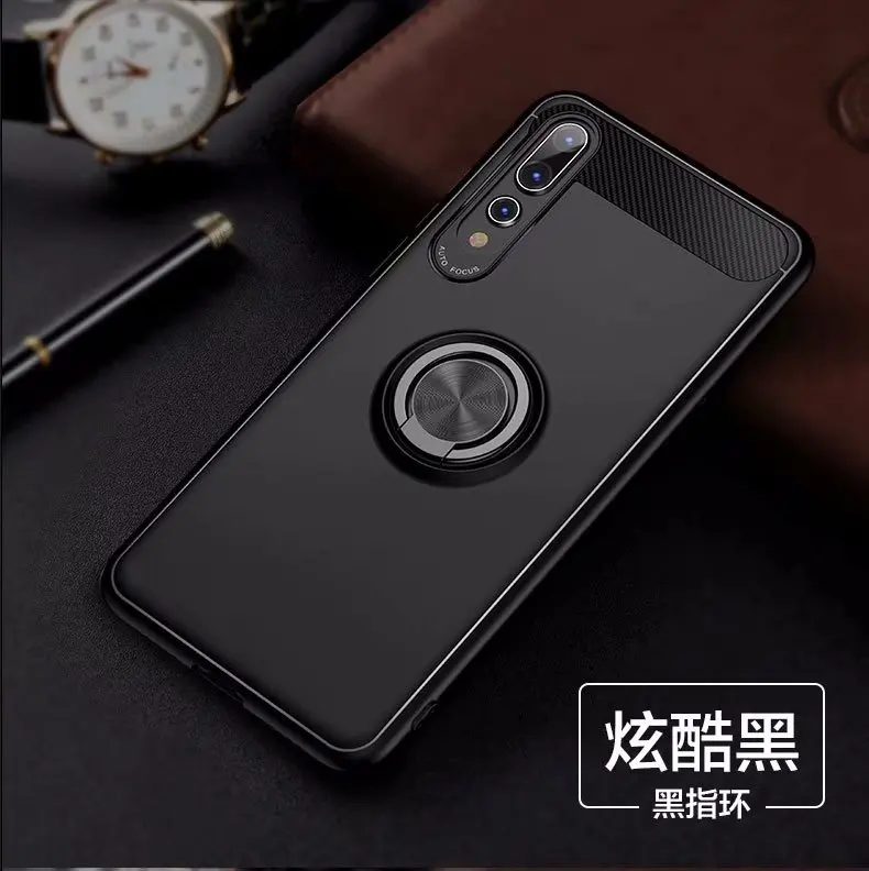 Чехол-держатель huawei для huawei P20 Lite P30 Pro P10 P Smart Honor 8 9 10 Lite 7X 8X mate 20 Pro NOVA 4 3 3i - Цвет: Черный