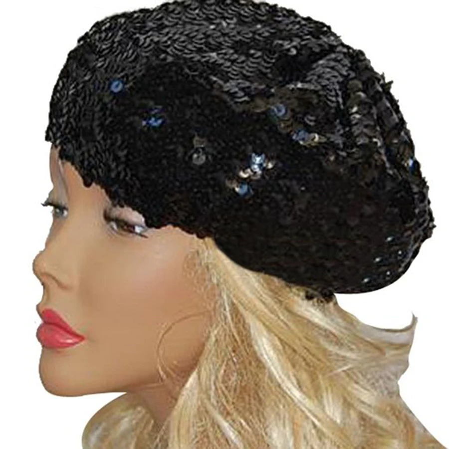 Винтаж Для женщин леди Сияющие Блестки партии Танец шляпа Блёстки там стрейч Shimmer