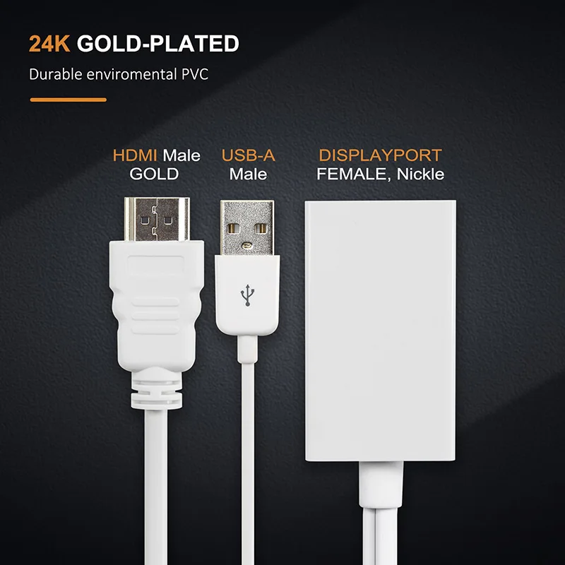 Переходник CABLETIME с HDMI на Displayport питанием от USB DP 1 2 штекер кабель C210|Кабели VGA| |