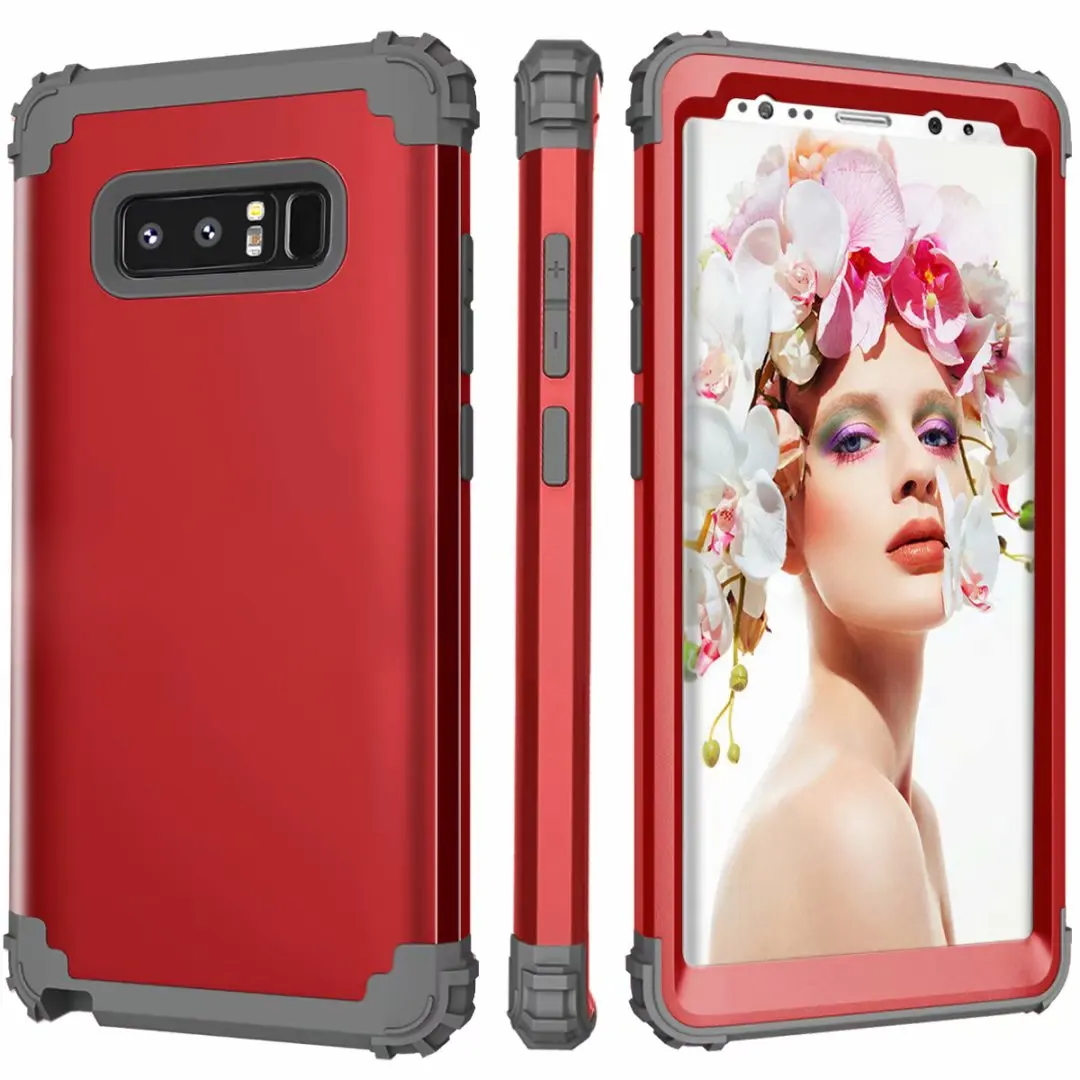 Red and Grey Для samsung Galaxy S10 S9 S8 Plus Note 9 чехол Полный Корпус чехол 3 в 1 Гибридный Жесткий ПК и мягкий силиконовый сверхпрочный бампер - Цвет: Red and Grey