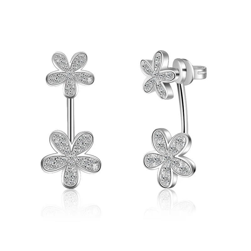 Женские серьги гвоздики из серебра 2017 пробы с фианитом|silver stud earrings|sterling silver