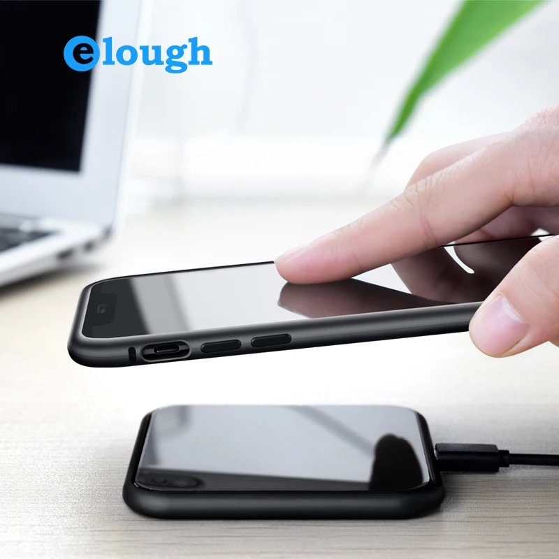 Elough luxury magnetic adsorption case for iphone 7 8 X Plus Phone metal bumper tempered glass back cover coque fundas capa |