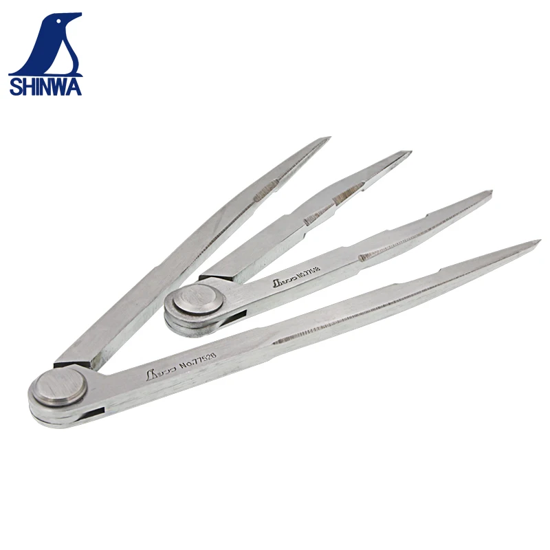 SHINWA Standard Industrial Compass Drawing rule Woodworking circle Fitter tool Tungsten steel head Scriber Compasses Gauges