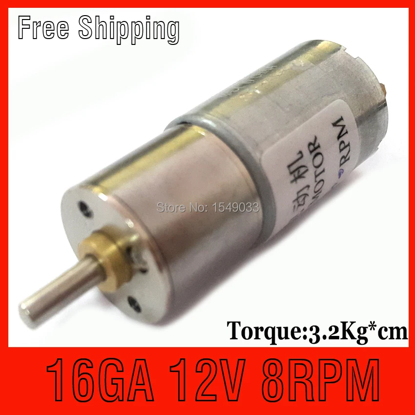 Новый 16 мм высокий крутящий момент 8 об/мин 12 В DC мотор-редуктор Мотор dc