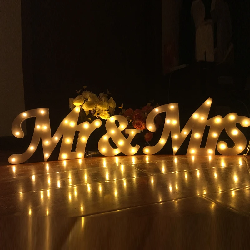Свадебные светодиодный светильник для письма &quotMR &amp MRS&quot свадьба и ночник