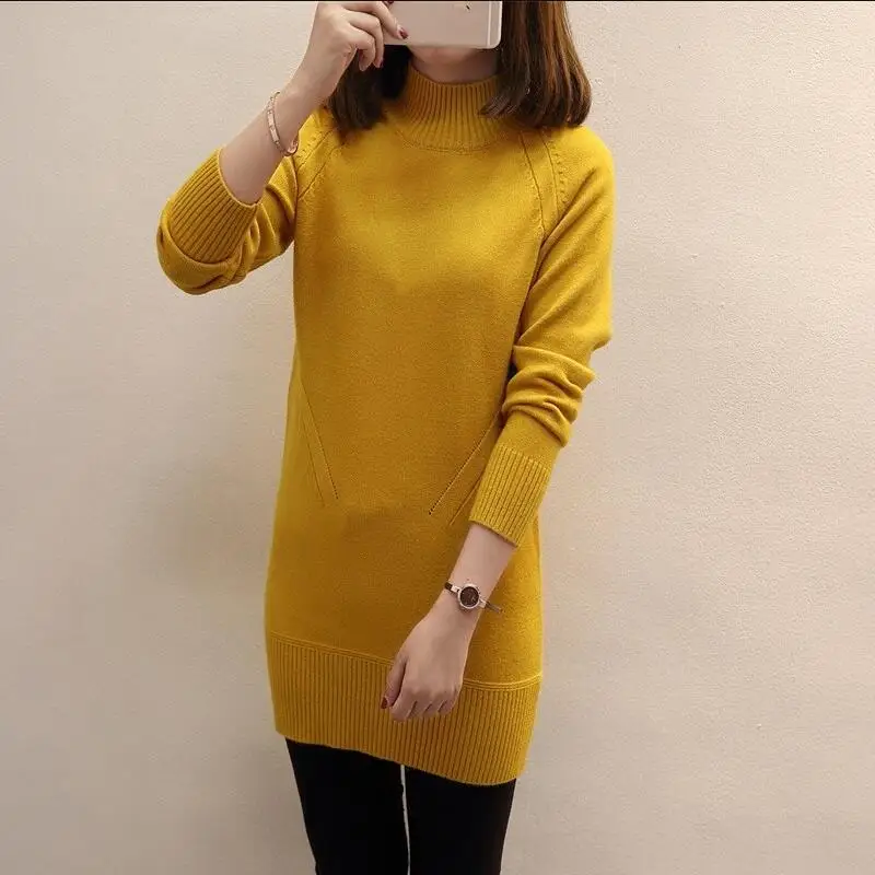 Women Sweaters Pullovers Turtleneck Long Sleeve Sweater Dress 2018 spring Knitting Women's White Warm Clothes new LY697 | Женская