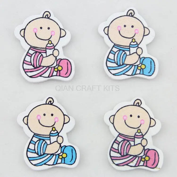 250pcs Large lovely Kids Wood Baby Cabochons Pendants for diy jewelry scrapbook bags crafts 31mm mix color display | Украшения и