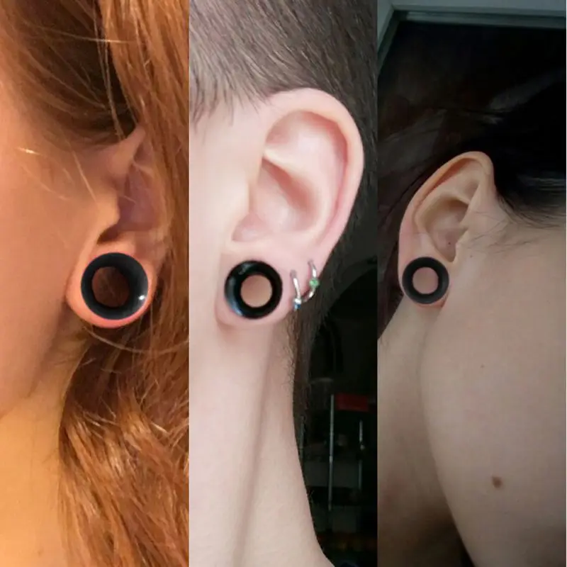 

1 Pair Flexible Silicone Flexible Skin Ear Tunnels Plugs Expander Body Jewelry Earlets Hollow Flesh Piercing Stretcher