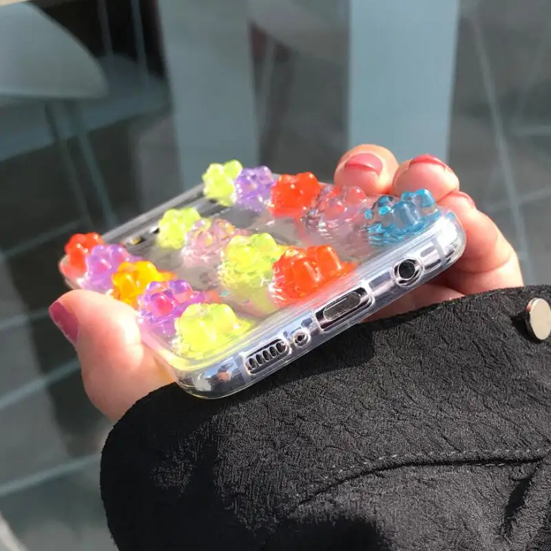 YHBBCASES милый мягкий прозрачный чехол ярких цветов с медведем для Samsung Note 10 8 9 Galaxy S8 S9