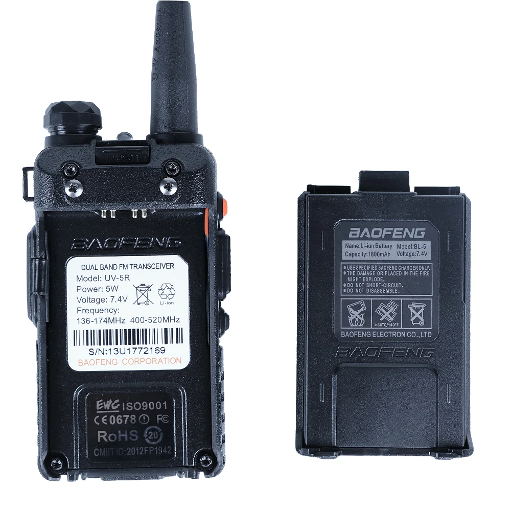 2шт/лот Баофенг UV-5R Рация Walkie Talkie UV 5R УКВ и УКВ 136-174МГц и 400-520МГц 128 Каналов Двухпоточный 5Вт Высокочастотный Трансивер