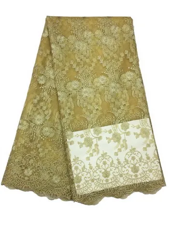 gold(2yard) Африканская кружевная ткань 2 ярда/партия Epacket Высококачественная французская кружевная ткань в нигерийском стиле африканская кружевная ткань для вечернего платья - Цвет: gold(2yard)