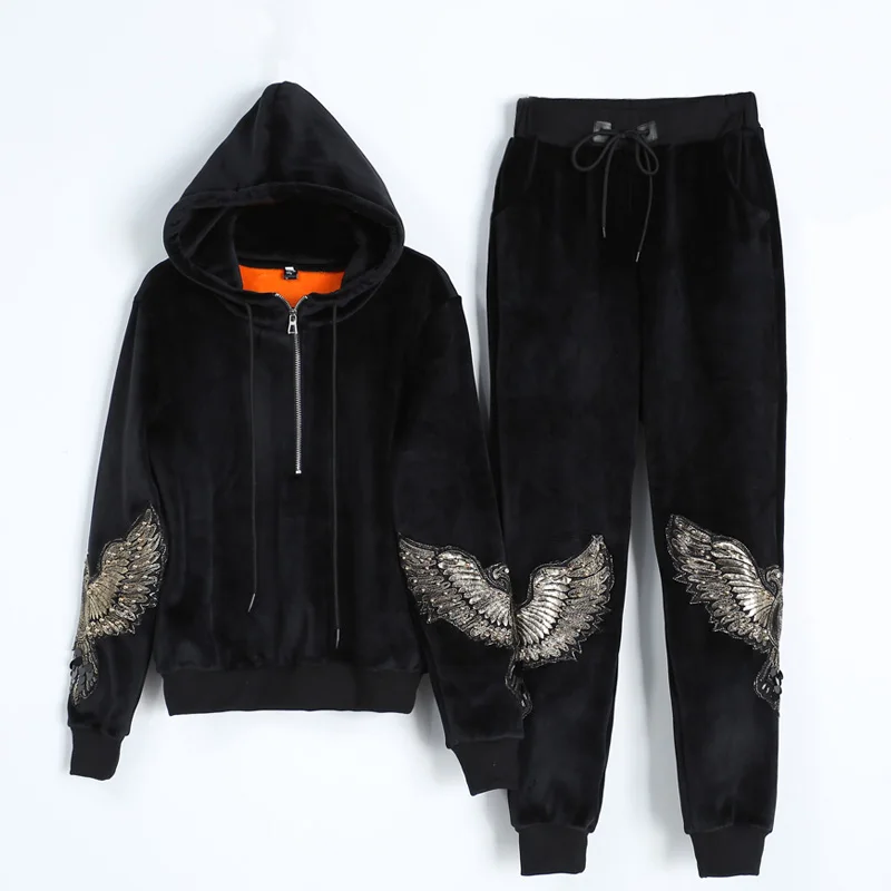 Осенне зимняя одежда вельветовый спортивный костюм костюмы женский комплект 2