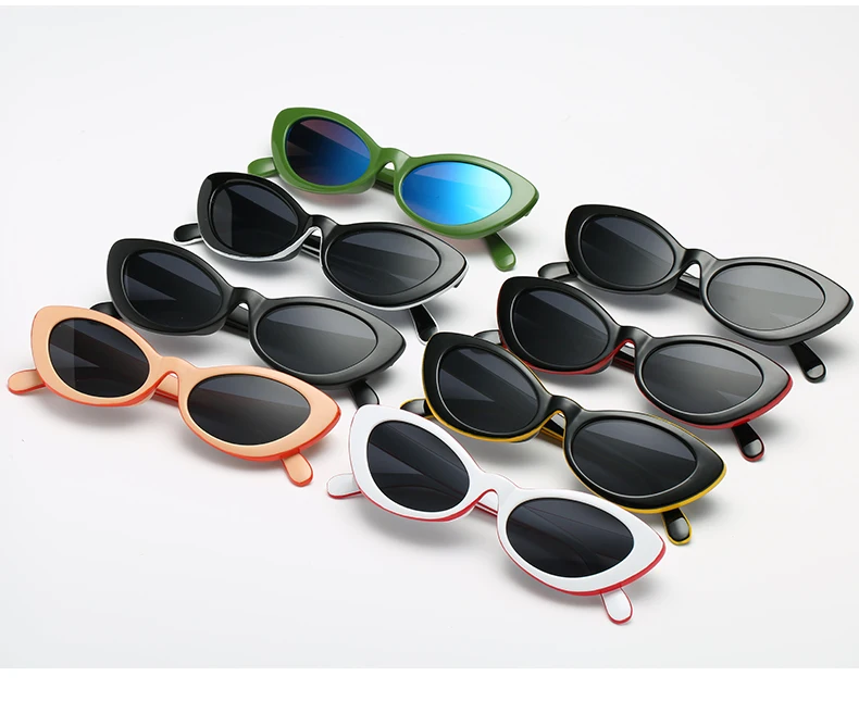 

Women's Cat Eye Sunglasses Fashion Luxury Brand Designer Female Mirror Points Sun Glasses for Women Black Yellow lunettes femme