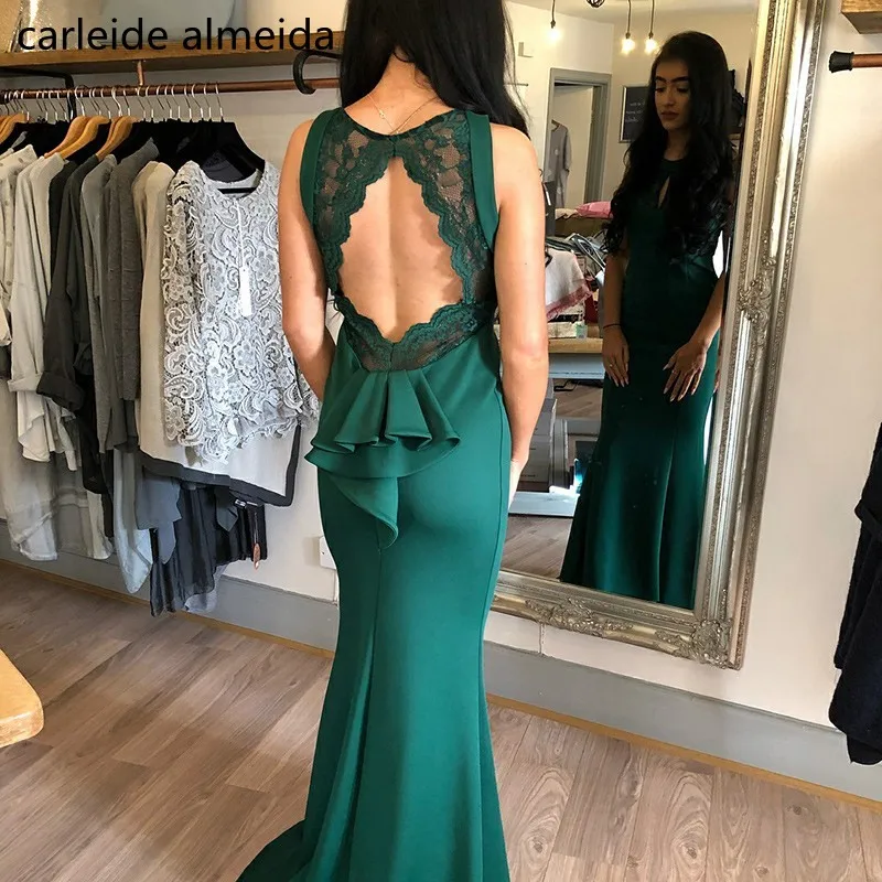 Robe de soiree Русалка темно зеленое вечернее платье Замочная скважина сзади