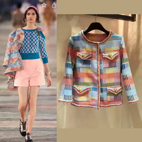 Восхитительное Женское пальто макарон элегантная твидовая куртка модные