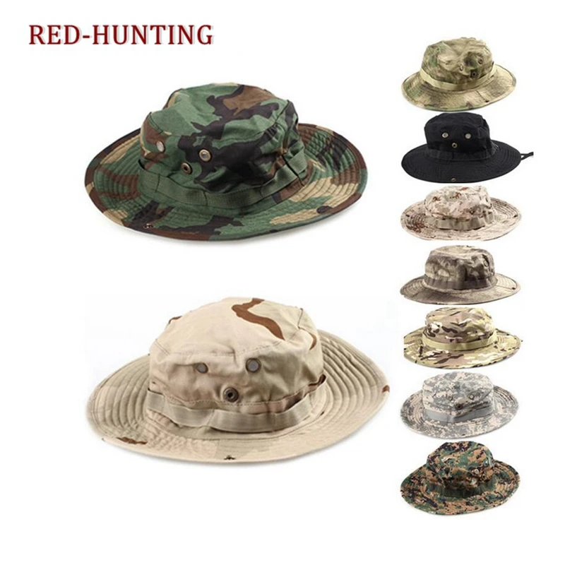 

High Quality Outdoor Camouflage Boonie Hats Men's Army Cadet Military Cap Summer Camping Hiking Fishing Hunting Hat
