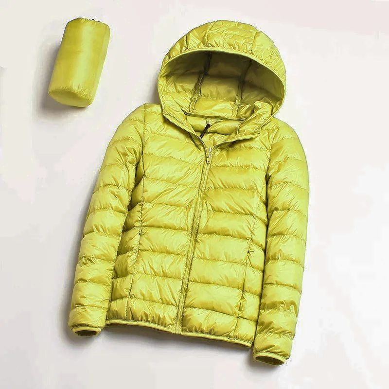 yellow Зимний, Женский 90%, утином куртка пуховик тонкий, теплый, портативный, пуховик педжаки женские - Цвет: yellow