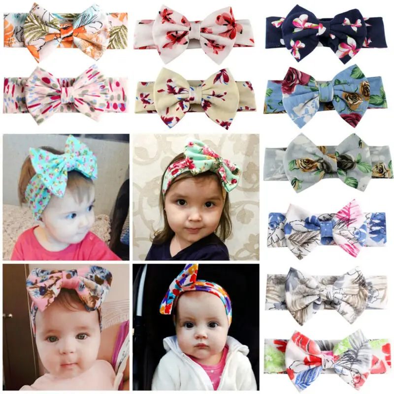 3Pcs New Baby Soft Bow Headband Turban Top Knot Newborn Girl Accessories Sweet Gifts Flower Stretch Princess | Детская одежда и