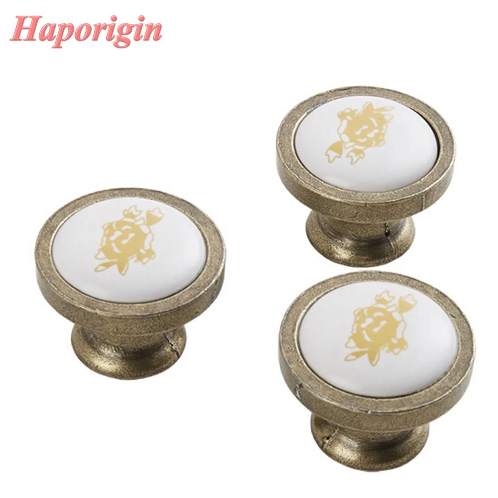 

5x Antique Kitchen Cabinet Drawer Knobs Rustic Ceramic Printing Knob Wardrobe Porcelain Handles Furniture Cupboard Dresser Pulls
