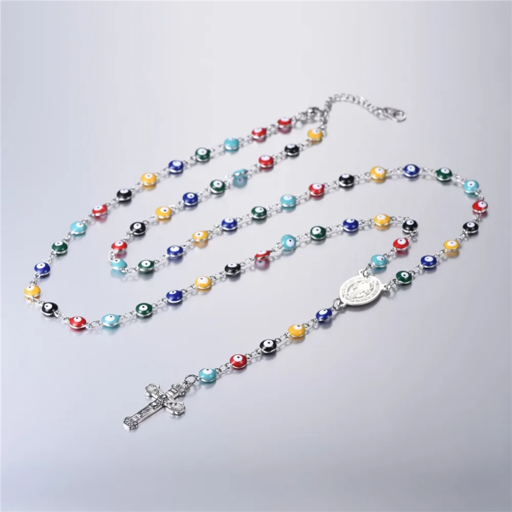 U7 Красочные Сглаза Ожерелье Браслет С Подвеской Креста Ювелирный Набор Для