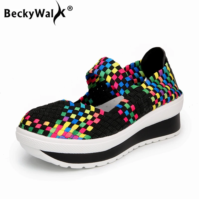 Женские плетеные Босоножки ручной работы BeckyWalk летние туфли на платформе