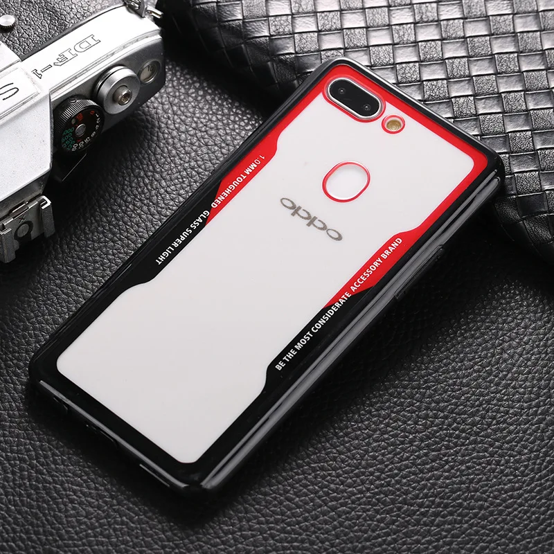 Акриловый силиконовый чехол для OPPO F7 прозрачные чехлы для телефона чехол для OPPO R15 Pro A83 A73 A5 F5 F1 F3 плюс F1S R11S R11 R9S плюс - Цвет: Red Black