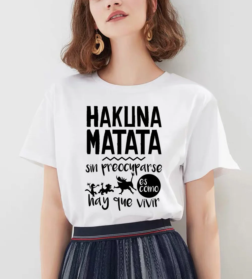 Hakuna Matata рубашка Женская Harajuku Ullzang винтажная кавайная футболка Femme Homme летняя футболка Модный Топ Футболка женская футболка