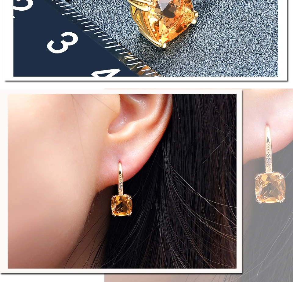 Hutang 3.94ct желтый цитриновые серьги 925 пробы серебро 12 натуральный драгоценный камень Изысканные Ювелирные изделия из кристаллов для Для женщин на Рождество